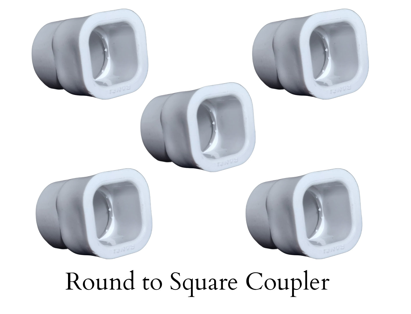 25mm Round to Square Pipe Connector Coupler (Pack of 5)-Free Delivery
