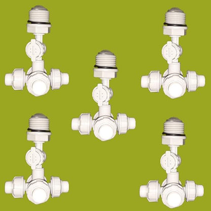 GKI Poultry 1/2" 4-Way Threaded Fogger Assembly Complete with Non Return Valve, White Nozzle Discharge (Pack of 5)