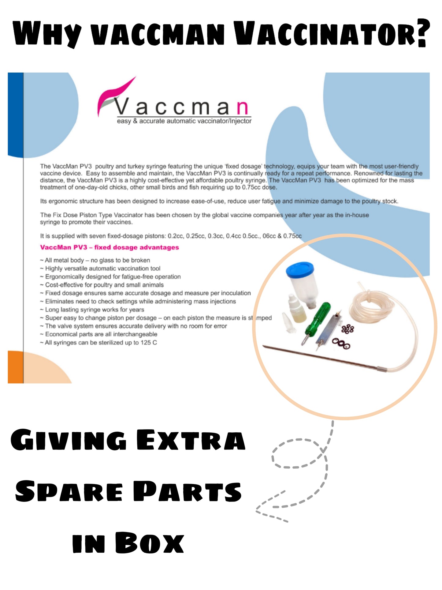 GENRIC Vaccman 0.2Cc,0.25Cc,0.3Cc,0.4Cc 0.5Cc,0.6Cc&0.75Cc Vaccinator : Automatic Vaccination Equipment : Poultry Vaccine Injector And Gun India