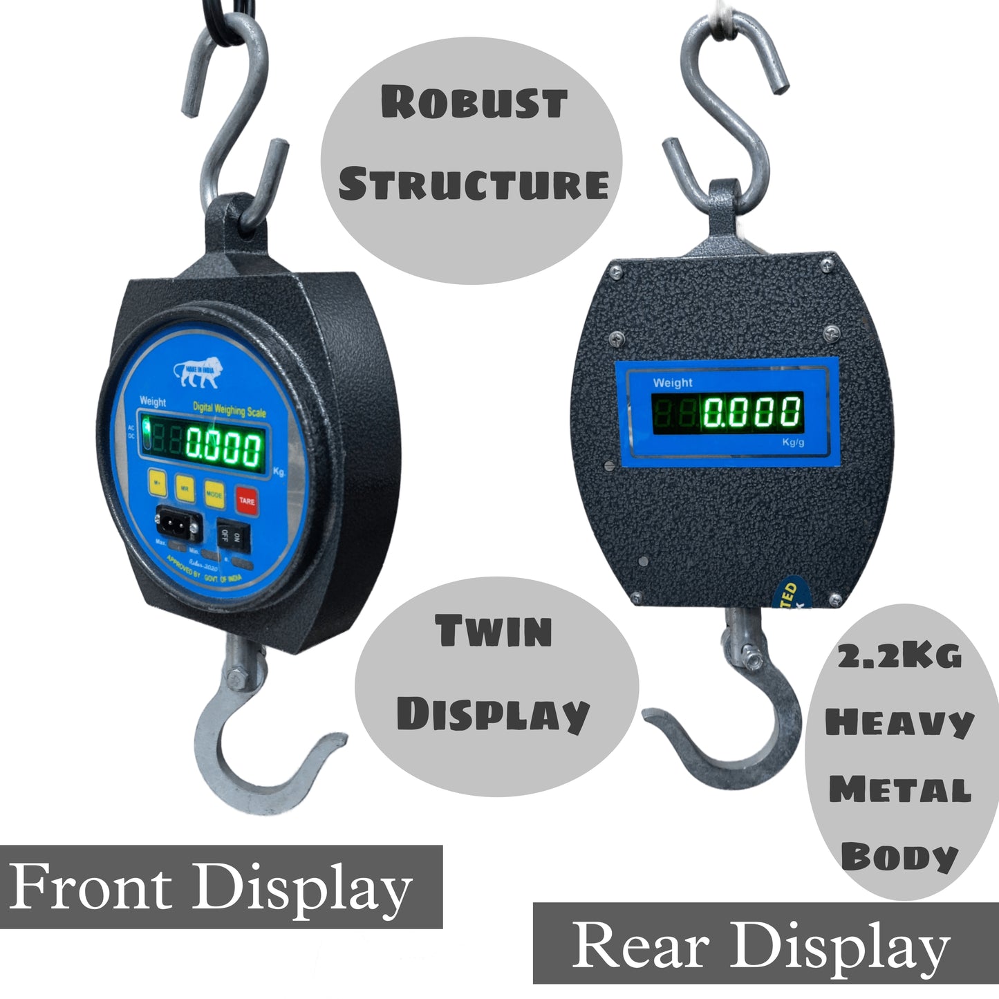 200kg/50g Dual Display Mini Crane Scale Portable Digital Hook Hanging Scale Loop Weighing Balance Green LCD Back light